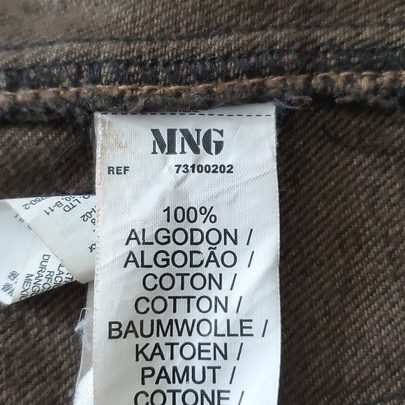 Mango Jeans Denim Blazer, Black Brown Tan Jean Jacket, XXS S EUC, Brass Snaps - Picture 8 of 10